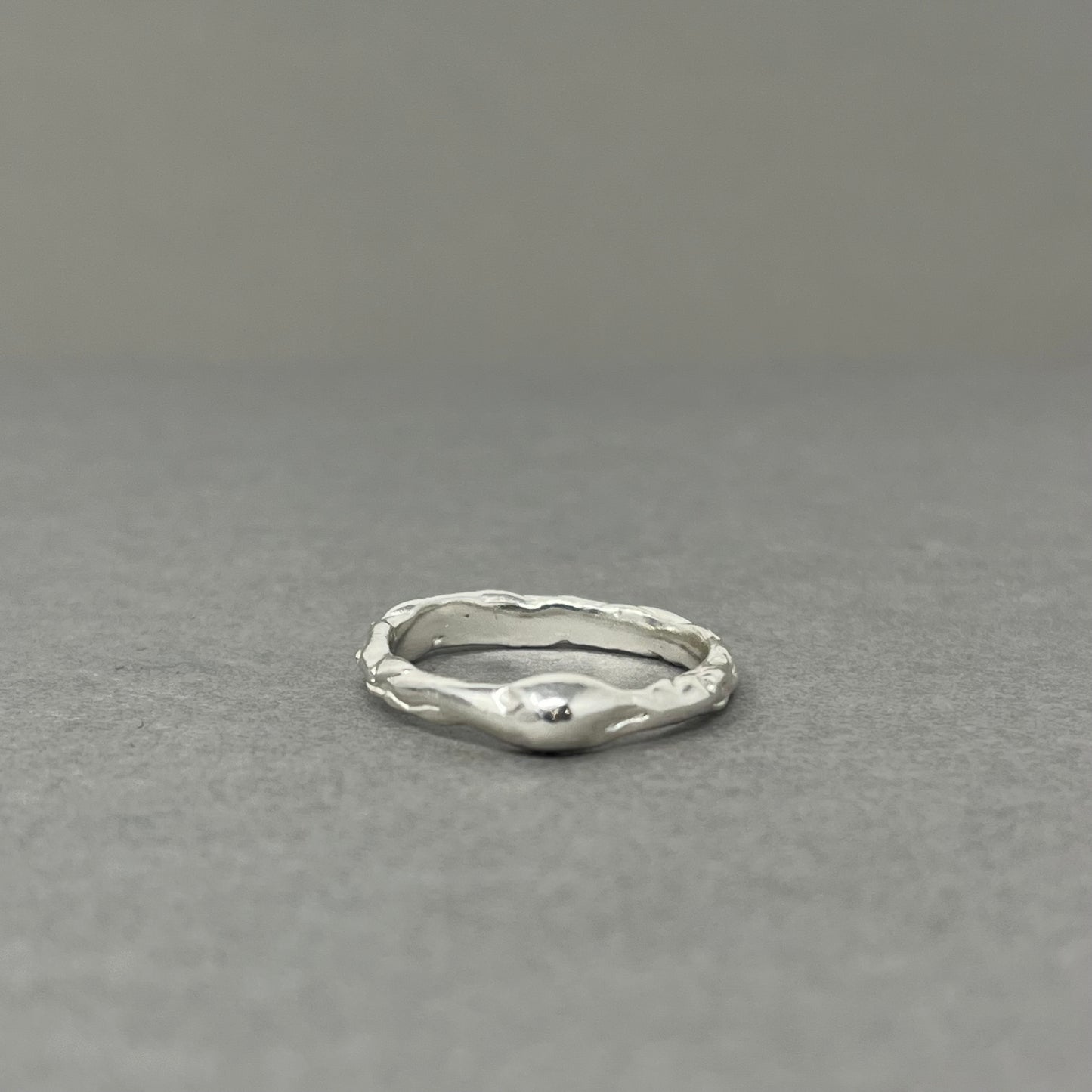 Silver molten dew drop ring