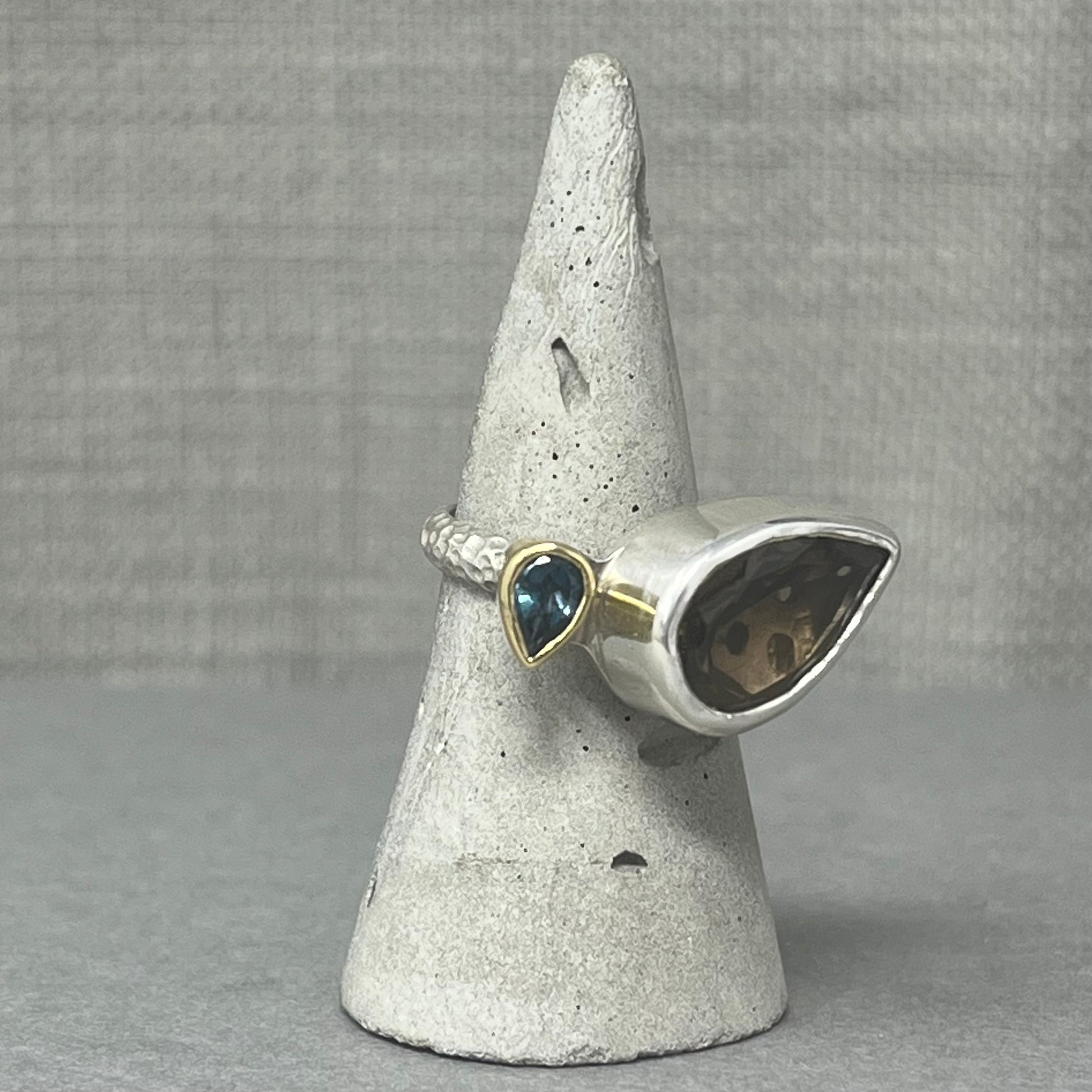 Smoky Quartz and Topaz Cocktail Ring