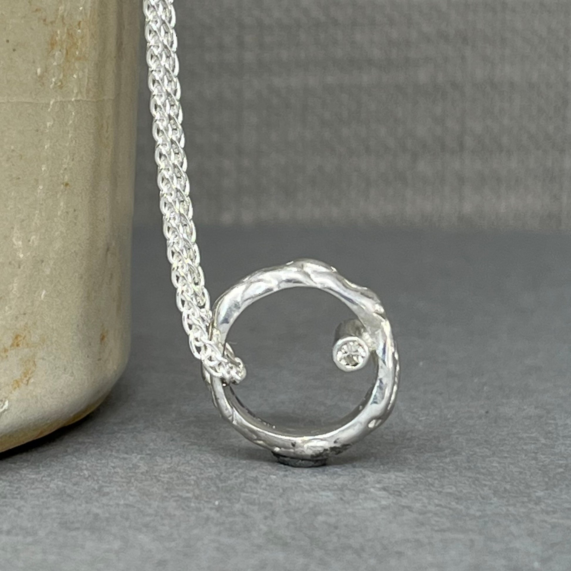 Diamond molten hoop necklace