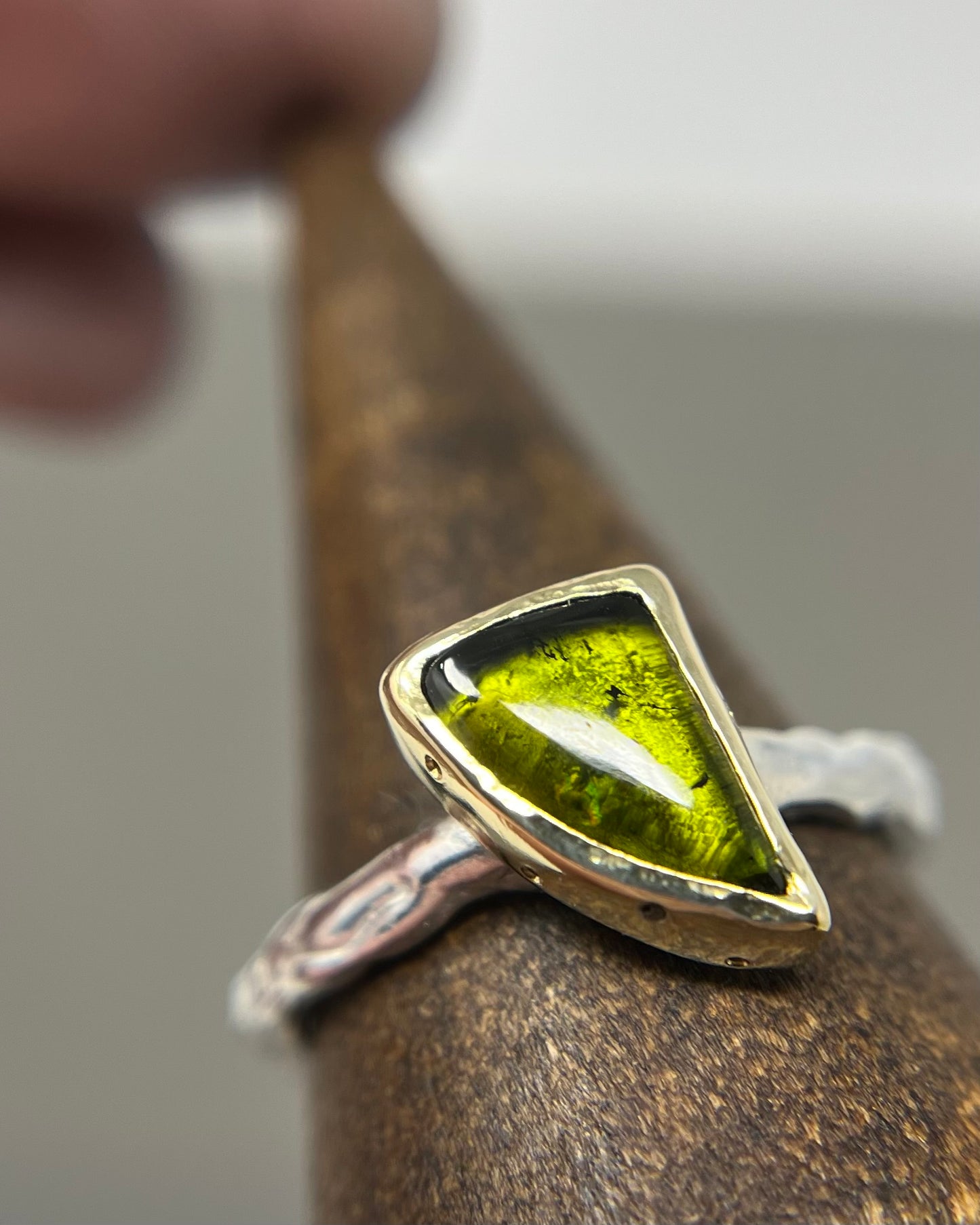 Green Tourmaline Molten Ring