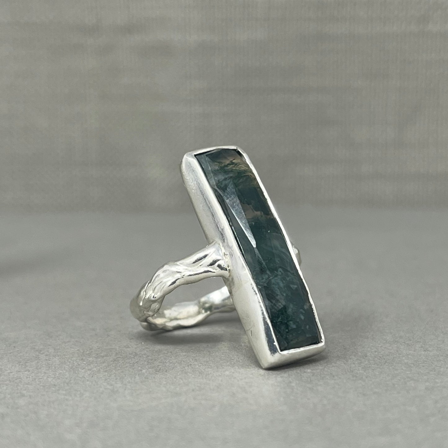 Large Moss Agate Statement Ring