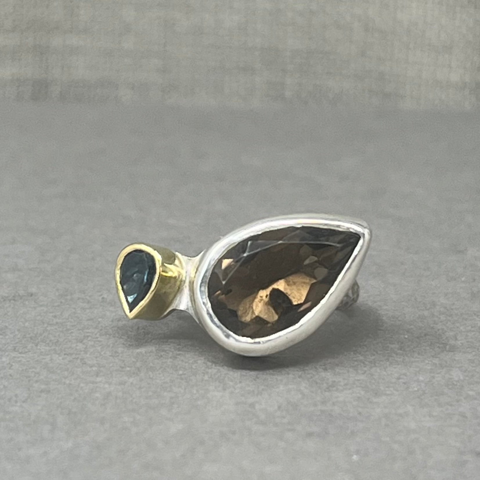 Smoky Quartz and Topaz Cocktail Ring