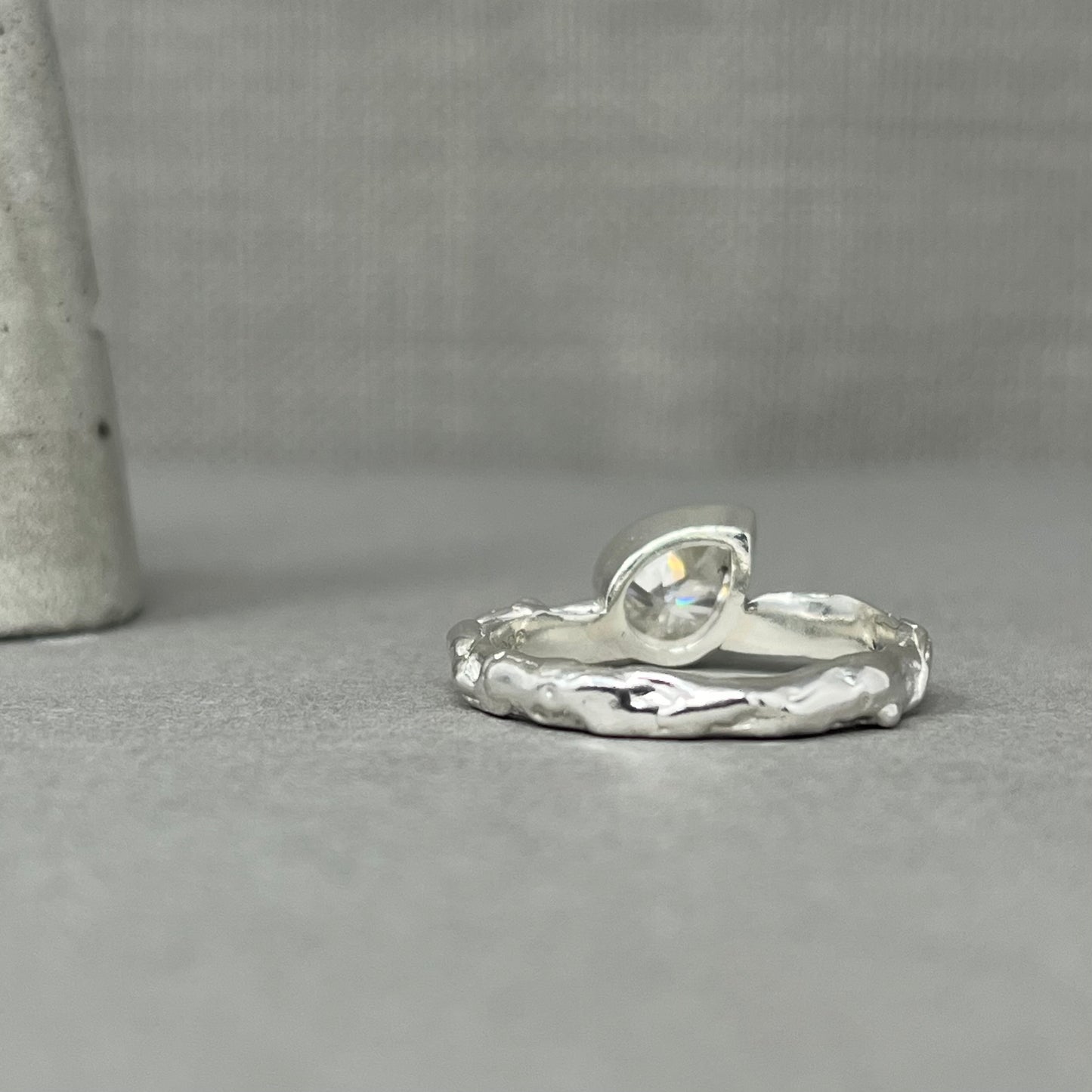 Moissanite teardrop engagement ring