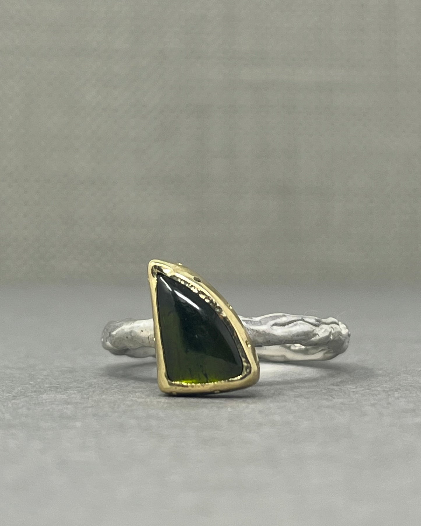 Green Tourmaline Molten Ring