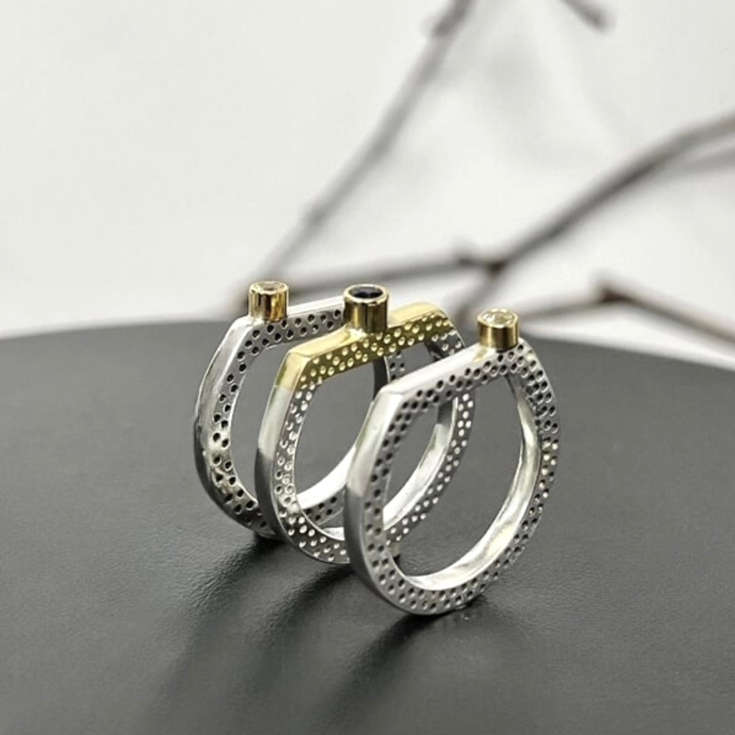 Moissante & Sapphire stacking rings