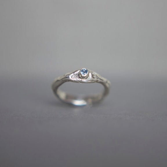 Molten silver aquamarine ring