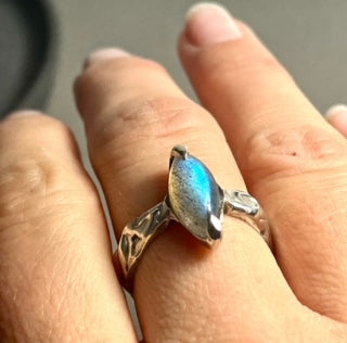 Molten labradorite ring