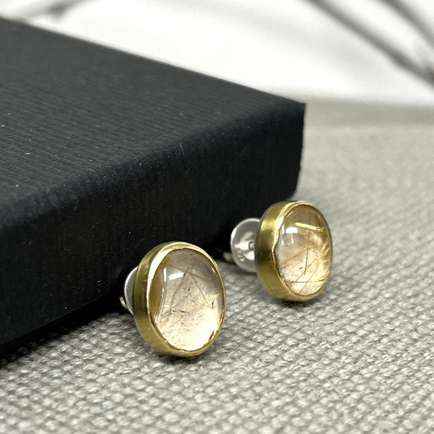 Gold Rutilated Quartz Studs